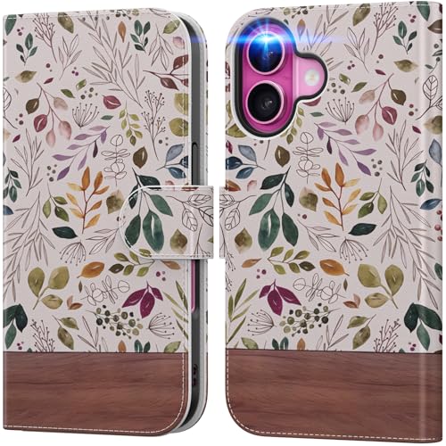DEENAKIN for iPhone 17 Wallet Case with Card Holder + Cash Clip, RFID-Blocking, Military-Grade Drop Protection, Magnetic Closure with Leather Kickstand - Vibrant Foliage by DEENAKIN - Used condition - US$13.00