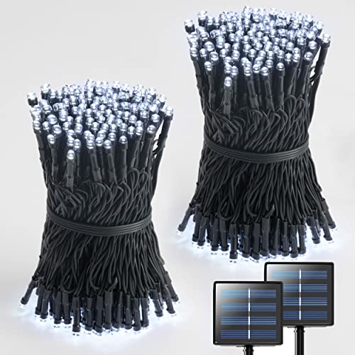 Jmexsuss 2 Pack Solar String Lights Outdoor Waterproof, 75.5 Ft 200Led Solar Christmas Lights, 8 Modes Solar Tree Lights For Patio Yard Christmas Outdoor Decorations (White) #TOP1