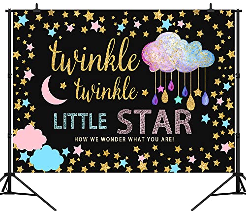 CapiScoTwinkle Twinkle Little Star Backdrop Baby Shower Banner Decorations Shinning Gold Glitter Star and Moon Photography