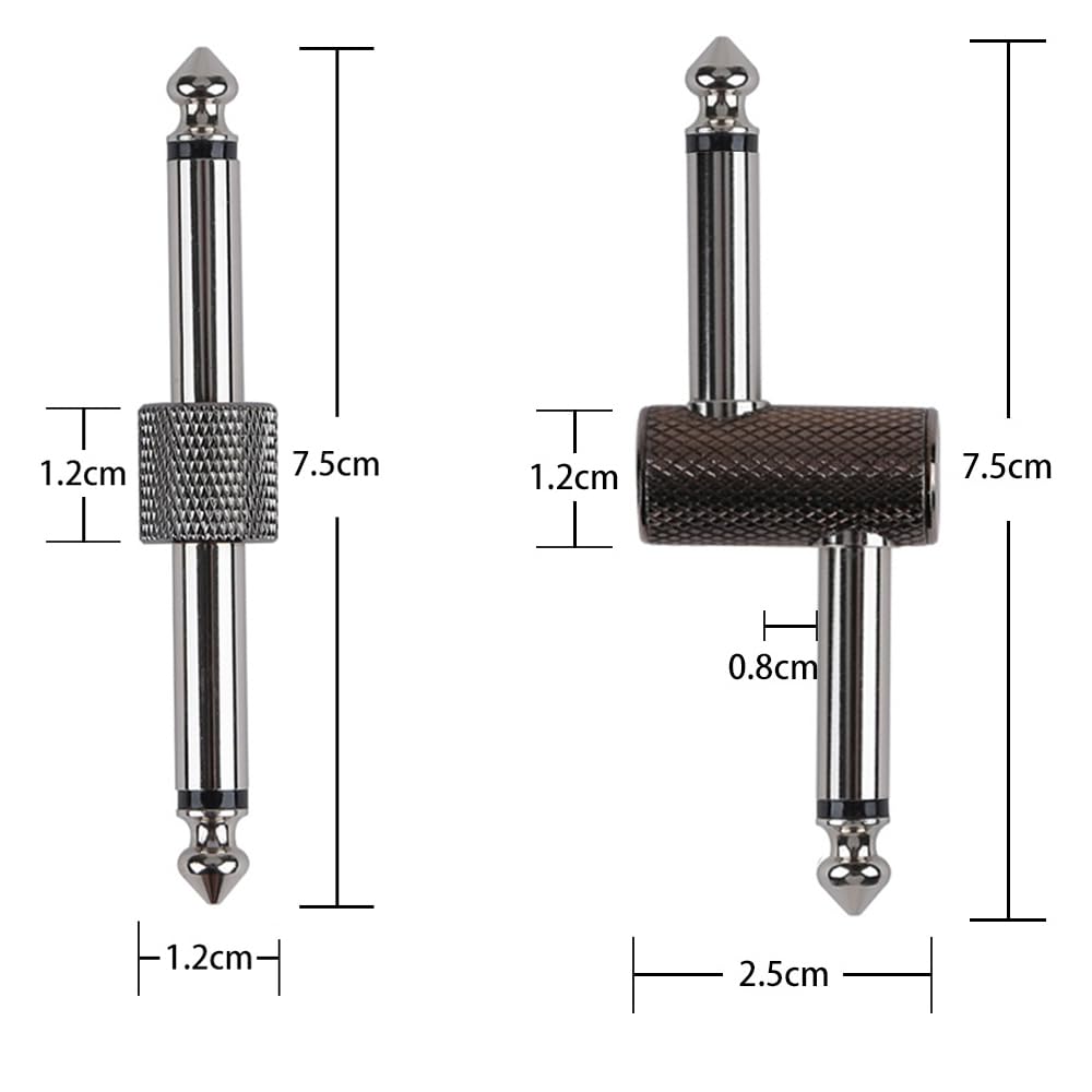 Image secondaire de rayzm Connecteurs de Coupleur à Pédale d'Effet, 6.35mm Pédale d'effet à pédale Coupleur, mâle Adaptateur pour pédalier de guitar