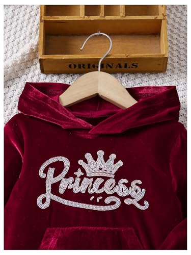 Image of Floerns Toddler Girl's Two Piece Sweatsuit Sequin Letter Print Hoodie Sweatshirt with Jogger Set