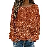 kostüm bunt Stilvoller Langarmpullover mit Blumenmuster, Bequeme, lockere Passform, Rundhalsausschnitt, Tunika-Top für lässige Alltagskleidung, weiches(Orange,L)