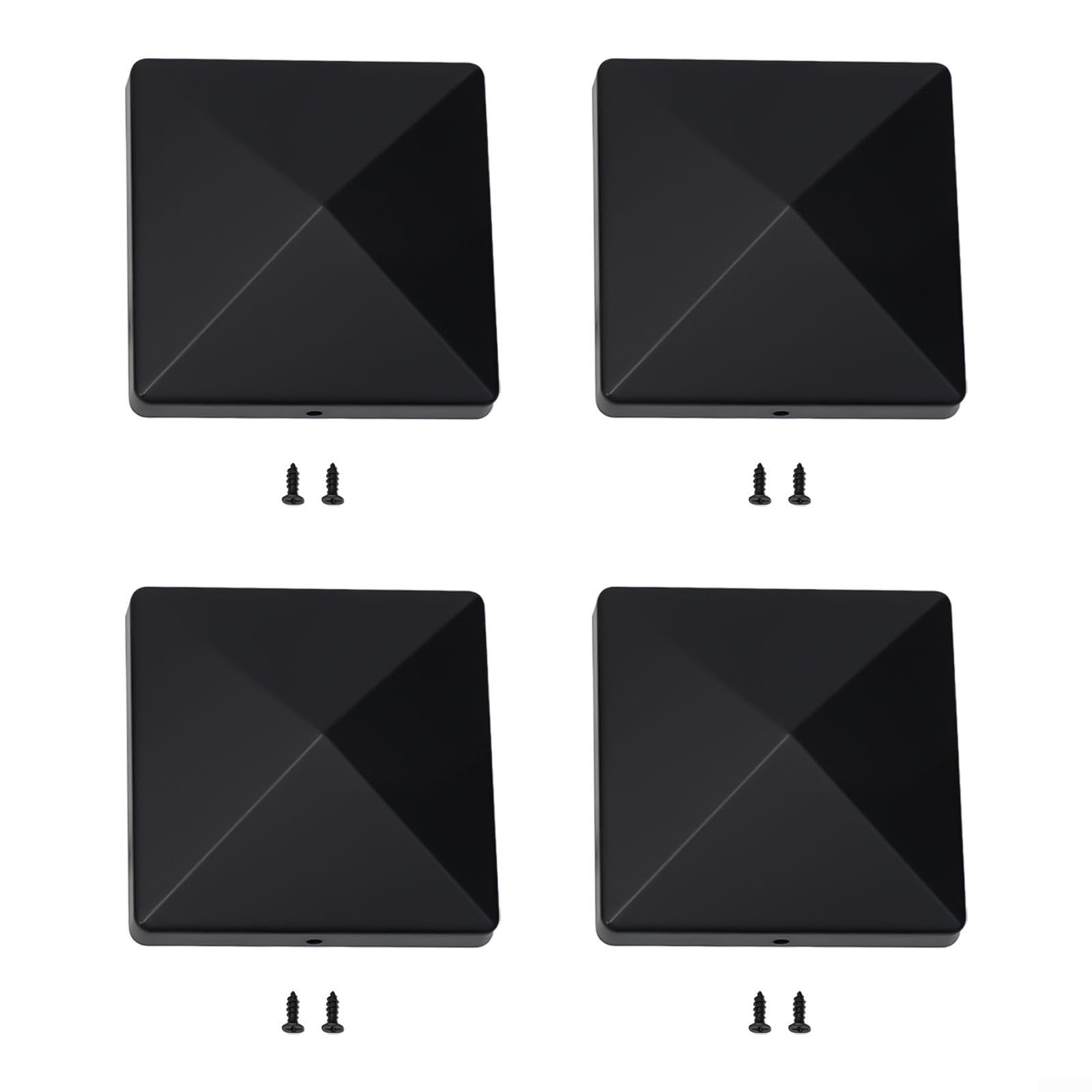 ABS Plastic Fence Post Cap, Post Cap With Screws, Protects Posts, Pre-Drilled Screw Holes For Fast(4pcs)