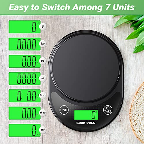 Gram Pres Food Kitchen Scale Digital Weight Grams And Oz With Ipx6 Waterproof，Professional Digital Kitchen Food Scale 11Lb/0.01Oz With Lcd Display For Weight Loss Dieting Baking Cooking #TOP2