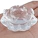 SUNYIK Handcarved Stone Lotus Flower Figurine Sculpture, Natural Healing Crystal Ball Stand Decoration, Rock Quartz, 2