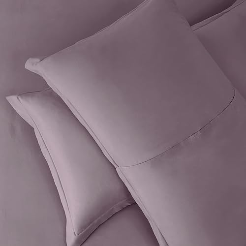 Miniatura 8 de Hearth & Harbor Funda de edredón de color morado polvoriento, tamaño Queen, juego de funda de edredón de 3 piezas, funda de edredón suave de doble