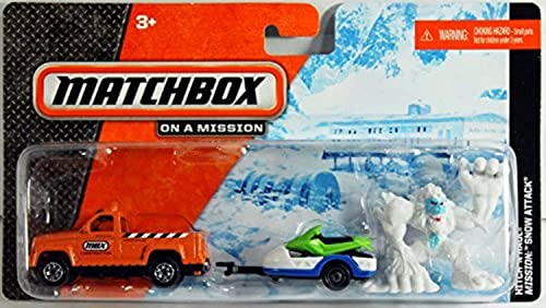 Matchbox Hitch & Haul - SNOW ATTACK (Orange Truck, Snowmobile, Bigfoot)