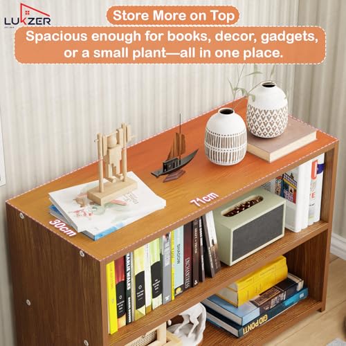 Image of Lukzer 3 Tier Wooden Kitchen Organizer Rack | Multipurpose Storage Shelf for Toaster, Spice & Utensils | Space Saving Bedside Bookshelf, Shoe Stand for Home & Office (SR-004 /Oak Brown)