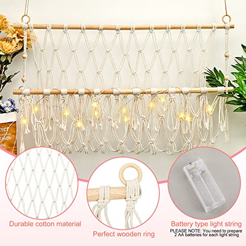 2 Pcs Stuffed Animal Hammock With Led Light Macrame Stuffed Animal Toy Hammock For Neatly Store Hanging Plush Animals Toys Animals Net Storage Organizer For Nursery Play Room Bedroom #TOP2