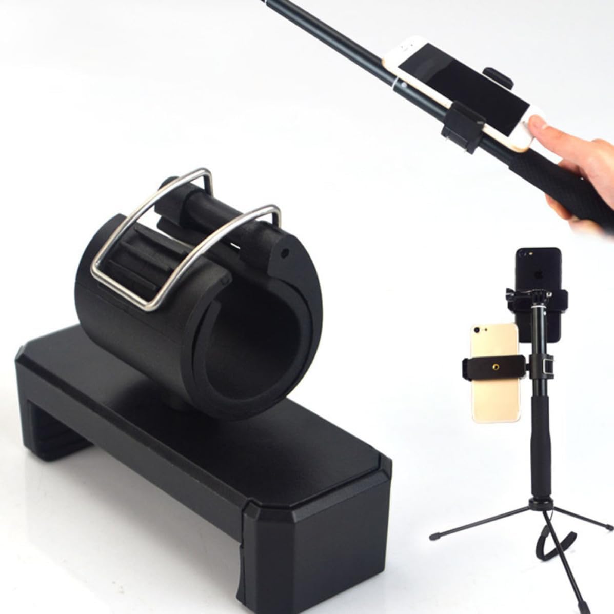 Selfie Stick Black Phone Clamp ABS 3pcs with Lock Catch image 3