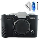 First2savvv Negro Cuerpo Completo Caucho de TPU Funda Estuche Silicona para cámara para Fujifilm X-T20 X-T10 XT20 + paño de Limpieza + Lector de Tarjetas SD + Cuerda Anti-perdida XJPT-GJ-XT20-01TZ2