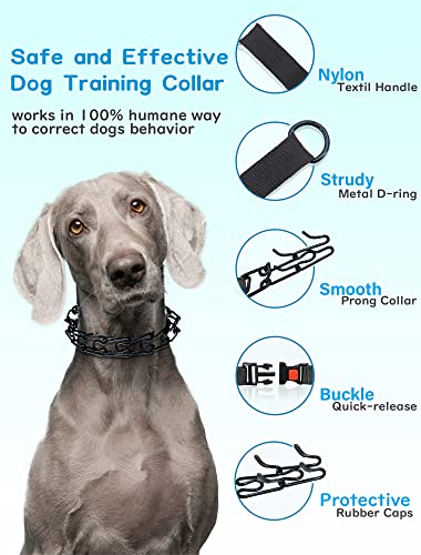 Supet Dog Prong Collar, Adjustable Dog Training Collar With Buckle For Small Medium Large Dogs(Packed With One Extra Links) (S (Neck: 14"-16'' Weight: Around 35 Lbs), Black) #TOP1