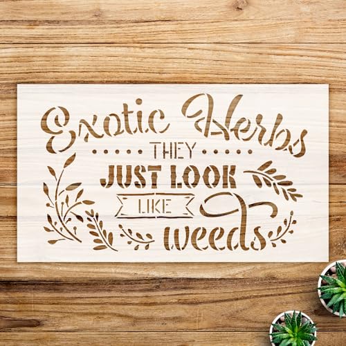 Exotic Herbs Stencil Pattern for Walls and Crafts, Reusable Mylar Template, Ideal for Garden Decor and DIY Home Projects - Size A2 (23.4