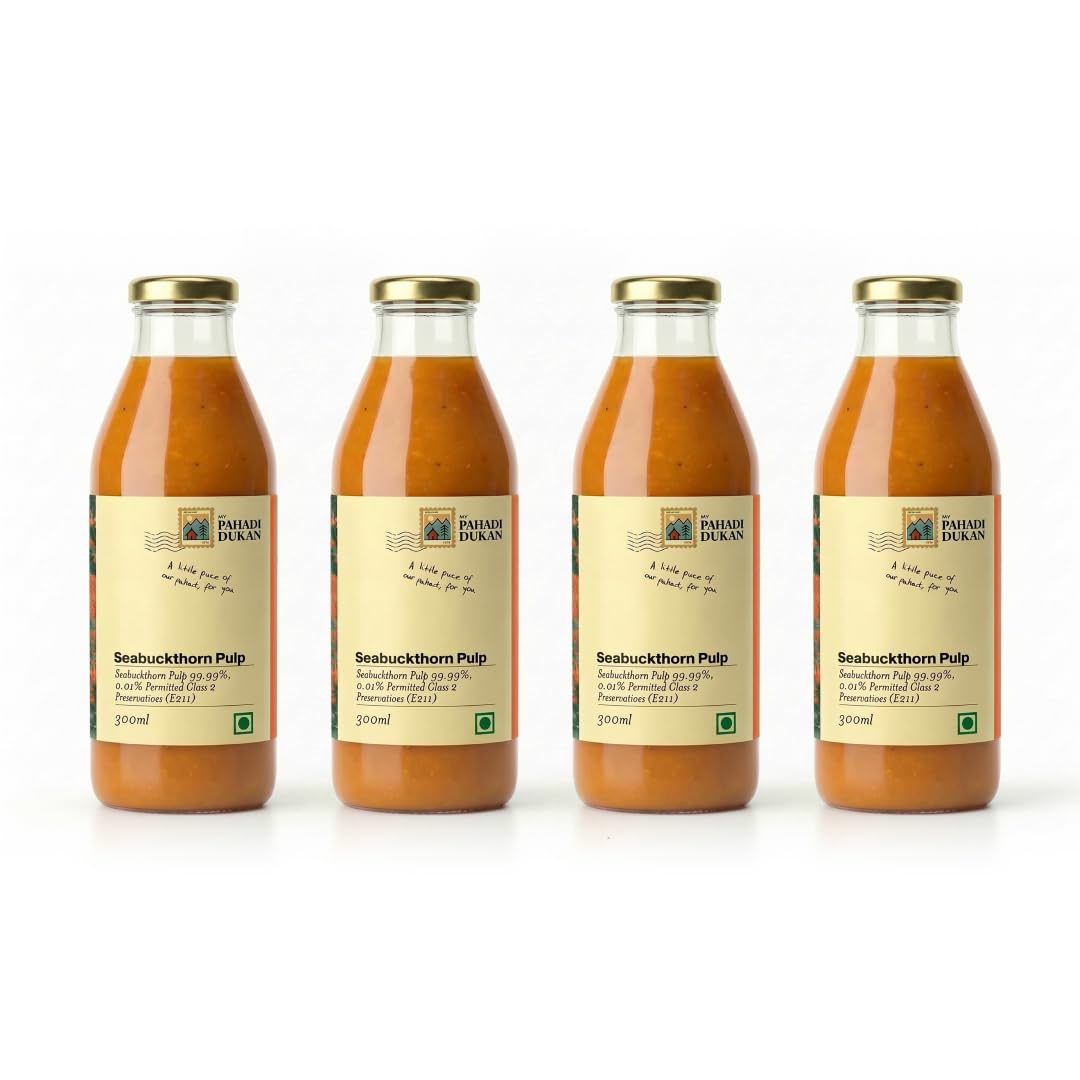 My Pahadi Dukan 1200ml Himalayan Sea Buckthorn Berry Pulp, Antioxidants, Rich in omega 3 6 7 9 and vitamin C, Boosts Immunity, Skin Glow and Gut Health, No Added Sugar, Plant-Based Wellness Drink