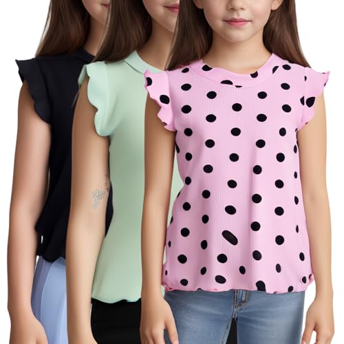 3-Pack Girls Dance & Gymnastics Tank Tops with Buckle Trim Everyday Casual & Versatile Wear for 4-10Y2