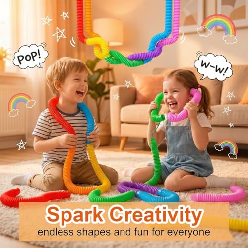 20 Stück pop Tubes, Mini Pop Röhrchen, Sensorik Spielzeug, Bunte rohre Kinder Stretch, pop röhren sensorik Spielzeug, pop Tube, sensorische Spielzeug für Kinder und Erwachsene(Ø 1,2 & 1,9 cm)