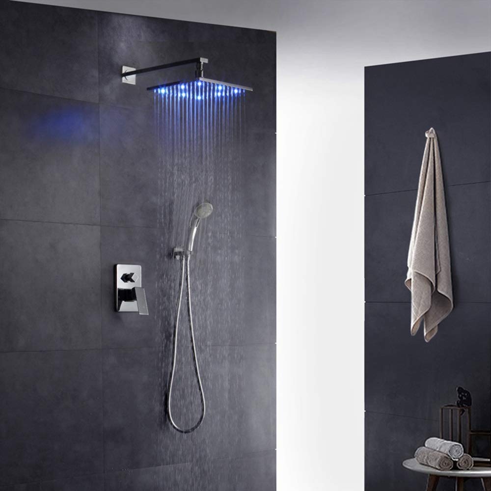 Système de douche encastré cuivre ensemble moderne avec tête carrée 2 fonctions