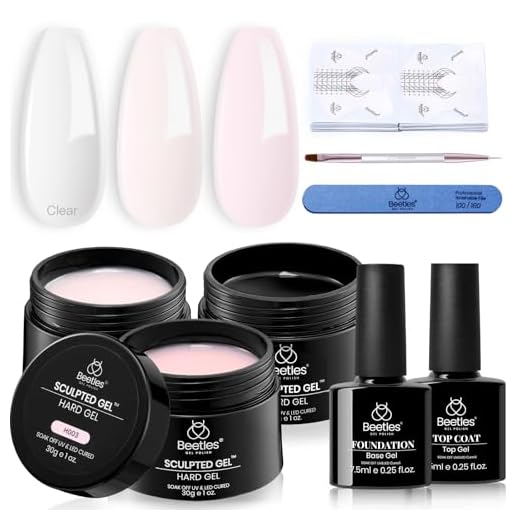 Beetles Builder Gel para unhas, 10 em 1, 30 g x 3 cores, kit de extensão de esmalte de unhas com base e camada superior, 100 peças de formas de unhas, pincel de unhas e lixas de unhas, conjunto de