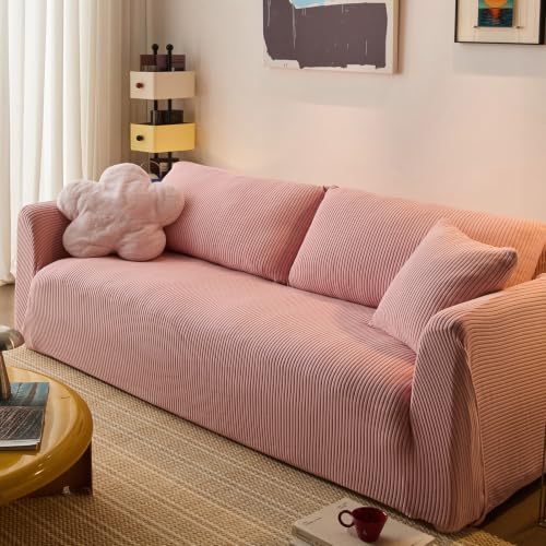 Funda universal antideslizante para sofá de pana suave y lavable M rosa 2