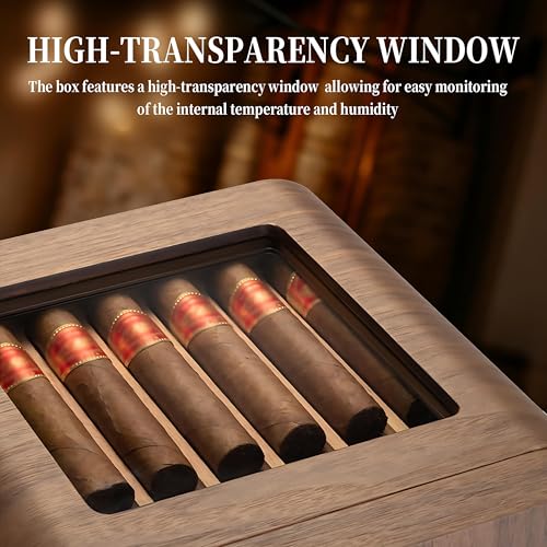 Humidor de puros multicapa de gran capacidad con madera de cedro e higrómetro 5