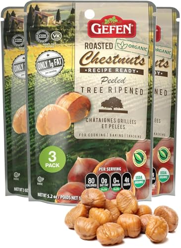 Gefen Whole Peeled and Roasted Chestnuts, 85g (Pack of 3) | Chestnuts Peeled and Ready to Eat | Great for Cooking & Baking | Gluten Free | Kosher