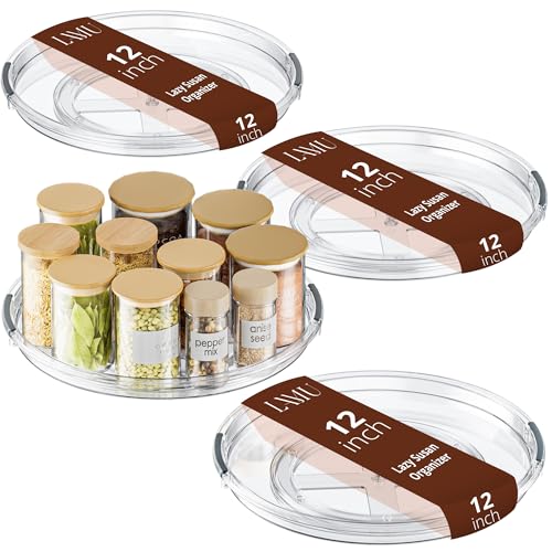 Image of LAMU 12 in Lazy Susan Turntable, 4 Pack Clear Spice Rack, Organizer Storage