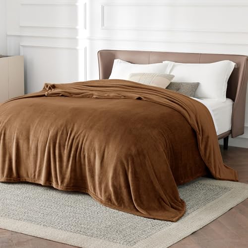 Image of Bedsure GentleSoft Brown Fleece Blankets Queen Size - Bed Blanket Soft Lightweight Plush Fuzzy Cozy Luxury Microfiber, 90x90 inches