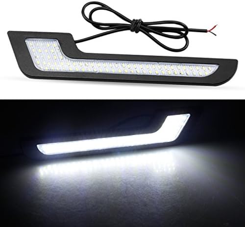 LEADTOPS Daytime Running Lights LED White Light L-Shape Strips, 72 SMD Glass LENS with Back Sticker 12V DRL 6W DIY LED Lamp 100% Waterproof,1 Year Warranty (2 Packs)