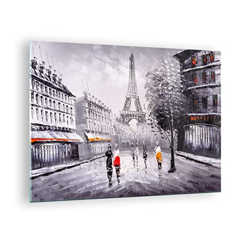 Moderne Impression sur Verre Architecture paris eiffle france Image Tableau en Verre Decoration Murale 70x50cm Deco Cadre Salon Chambre Horizontal Petit Tableaux Decoratifs Muraux Art GAA70x50-2961