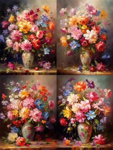 Tableaux muraux peints à la main Fleurs de peinture à l'huile dans un vase,40*60cm Affiche Mur Art décor à la Maison pour décoration murale Impression sur...