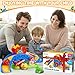 Toddler Toys Gifts for 1 2 Year Old Kids, Educational Dinosaur Slide Toy with 4 Cars for 12-18 Months Baby, First Birthday Chirstmas Gifts for Aged 1-3 Year Old, Push Car Track Toy for Boys Girls