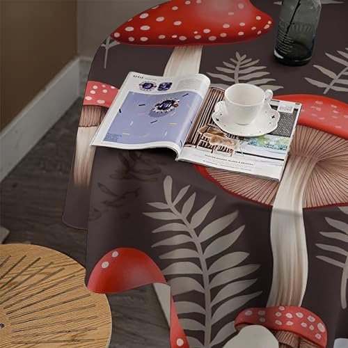 Nappe ronde champignons rouges lavable pour table de cuisine - 8