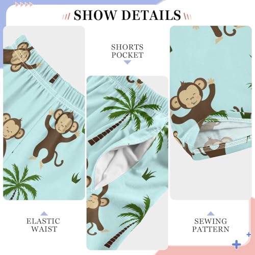 ZZXXB Monkey Palm Leaves Boys Long Pants Soft Trousers Elastic Waist Kids Lounge Bottoms with Pockets S-XL4