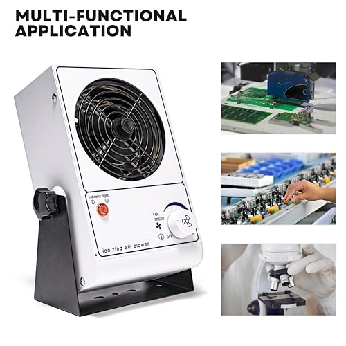 Image of Ionizer Air Blower Fan, 110V /60Hz Small Desktop Anti-Static Ionizing Fan, Commercial Static Eliminator Remover, ESD Ionizer with Pure Copper Ion Needle, 45~110CFM Adjustable