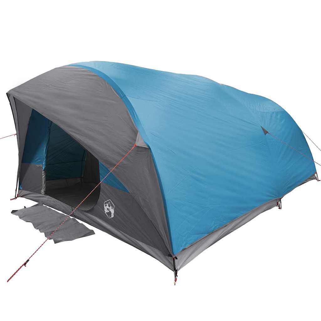 Namiot tunelowy dla 10 osób, namiot kempingowy z portem elektrycznym, zawieszką świetlną i 2 drzwiami, wodoszczelny namiot outdoorowy, 500 x 348 x 200 cm, niebieski