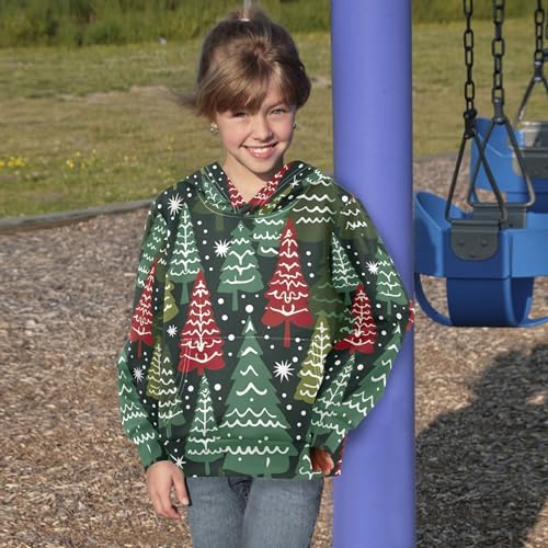 Kids Hoodies Sweaters Christmas Xmas Trees Hooded Sweatshirts with Big Pockets for Boys Girls B04003304