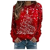 Christmas Tshirts for Women, Funny Shirts Polka Dot Sweater Women T Shirts Women's Fashion Leisure Print O-Neck Long Sleeve Pullover Top Shirts Women's Shirts Red Plaid Shirt Gnome (XXL, 2-Red)