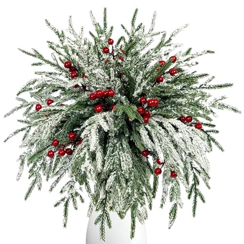 Juego de 45 ramas de abeto artificiales como auténticas para exteriores, guirnaldas artificiales, elementos decorativos, corona de Adviento, ramas de abeto artificiales, ramas de pino artificial para