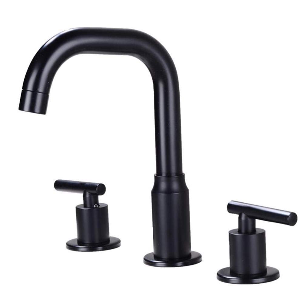 Mitigeur de lavabo 3 trous eau chaude et froide robinet de salle de bain noir