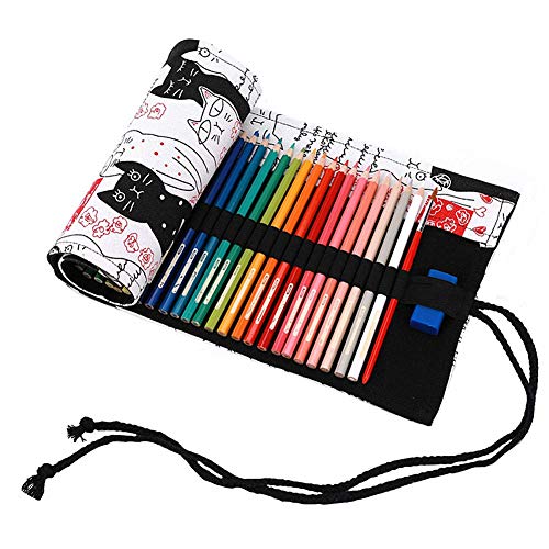 Preisvergleich Produktbild chunnron stifterolle rollmäppchen Federmäppchen Mädchen Leinwand Federmäppchen Federmäppchen aufrollen Bleistiftverpackung 12