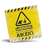 Mug Monster - Taza de café de cerámica con texto en inglés 'Warning May Start Talking About Aikido' - Taza de café de cerámica, regalo para hombres o mujeres, taza extragrande y gigante disponible,