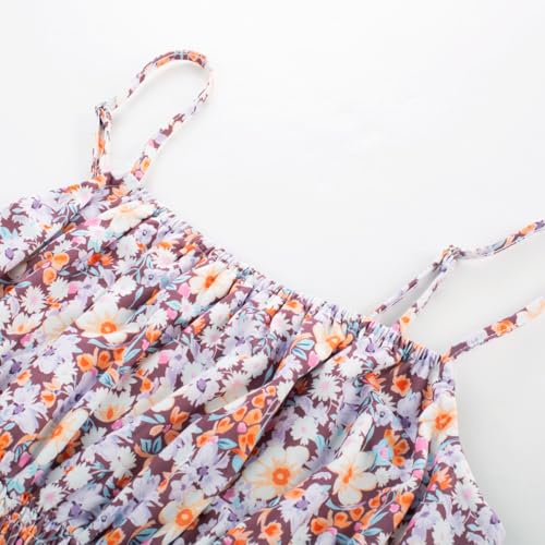 Image of GRACE KARIN Summer Dresses for Women 2026 Vacation,Smocked Floral Maxi Dresses,Boho Beach Long Sundress Purple Floral S