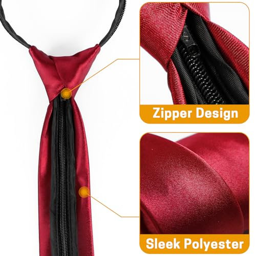 Aurya Boys Ties 6 Pieces Kids Neckties Adjustable Solid Color Zipper Tie for School Uniforms Graduation, 15 IN3