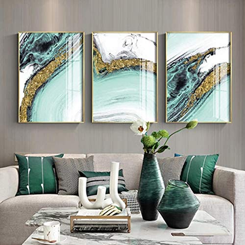 Affiches et impressions bleues et or | Décoration murale moderne pour grand mur de salon chic