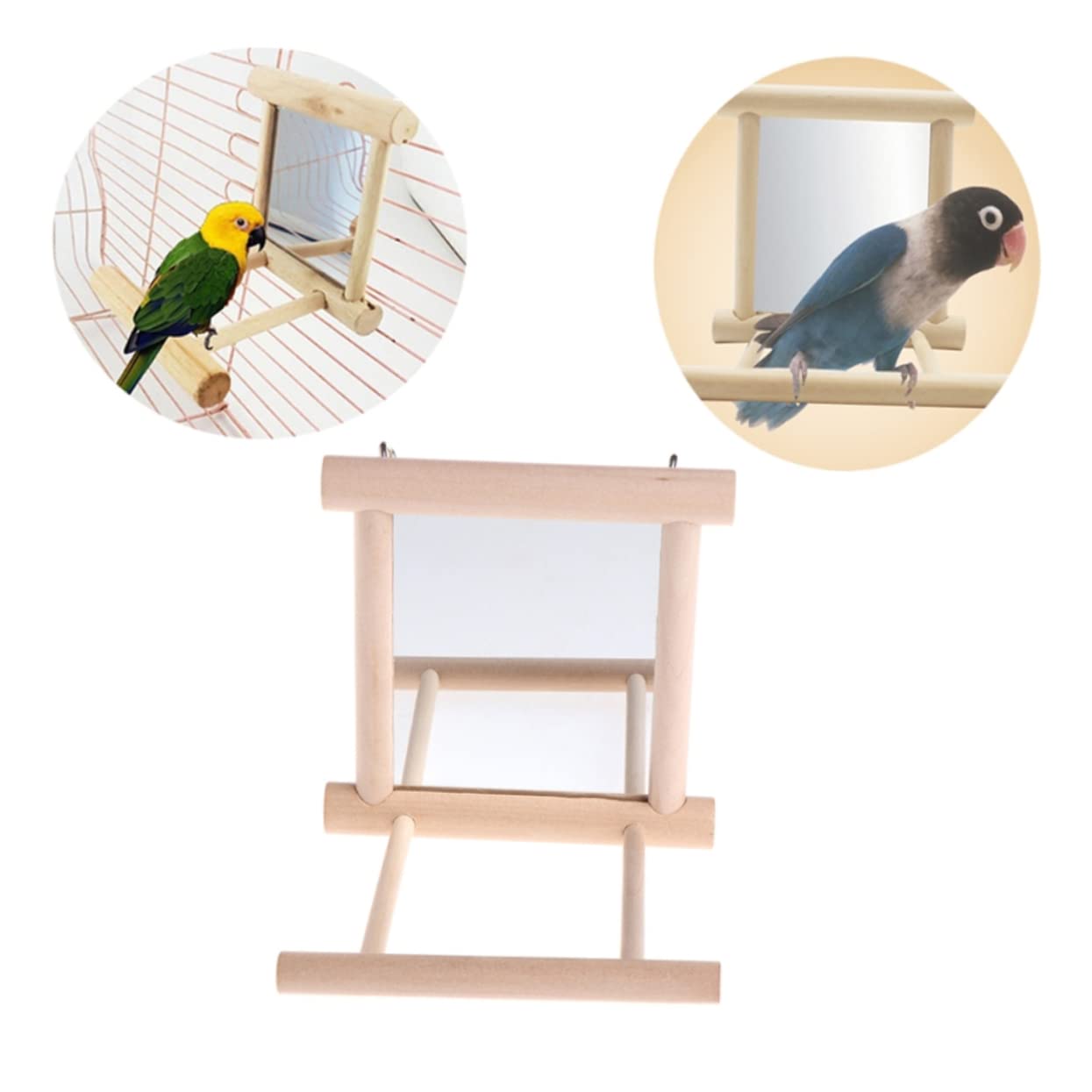 BESPORTBLE 4 Pezzi Giocattoli Per Gabbia Per Pappagalli Altalena Per Uccelli Specchio Parrocchetto Fringuello Calopsitta Supporto Per Gabbia Per Uccelli