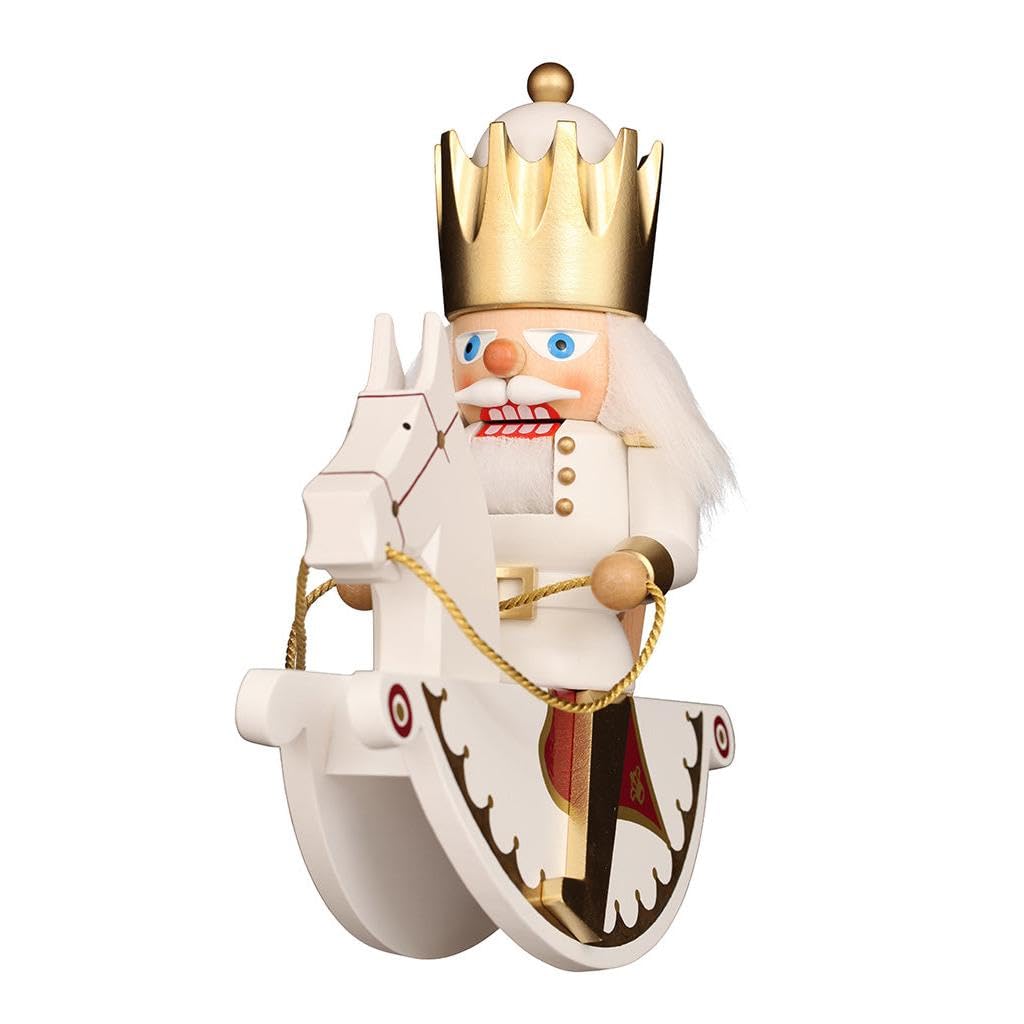 Casse-Noisette Christian Ulbricht Rider King statuette bois durable blanc et or