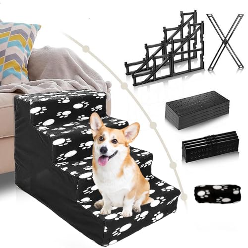 Escadas de cachorro para cama | Passos para cama de cachorro em 4 passos,A flanela confortável monta
