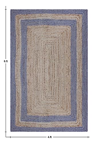 Tapis géométrique fait à la main naturel en fibre de jute tressée 120 x 180 style extérieur - 4