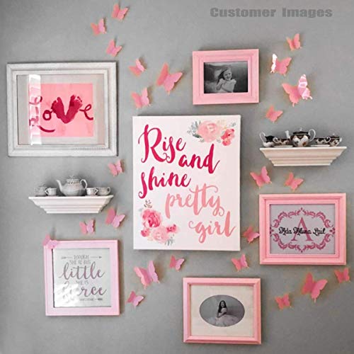 24Pcs 3D Butterfly Removable Mural Stickers Wall Stickers Decal For Home And Room Decoration (Pink-24Pcs) #TOP1