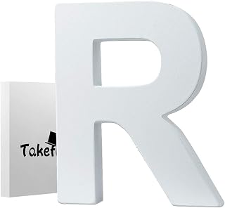 5.9"x 4.7"x 0.8" Block Letters for Décor Wooden White Wall Letters Alphabet Decorative Wood 3D Letters for Wall Décor Children Baby Name Girls Bedroom Wedding Birthday Party Home Decor,Letter R
